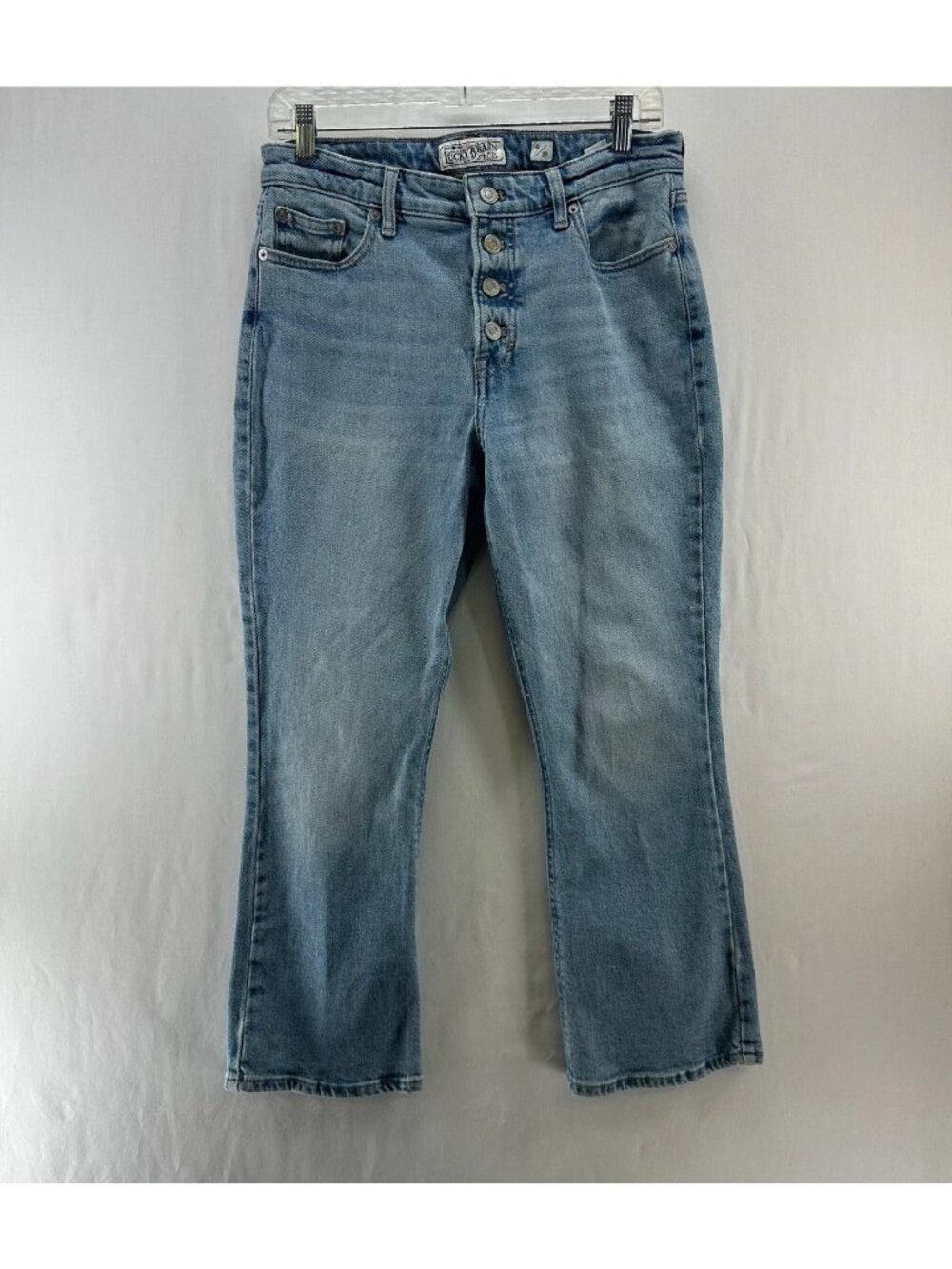 Lucky Brand Bridgette Crop Flare Jeans Women 8/29 Button Fly Mid Rise Denim Blue